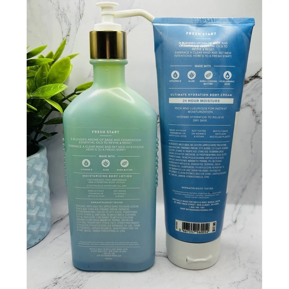 Bath & Body Works Fresh Start Sage & Cedarwood 2 Pc Body Lotion Cream Set